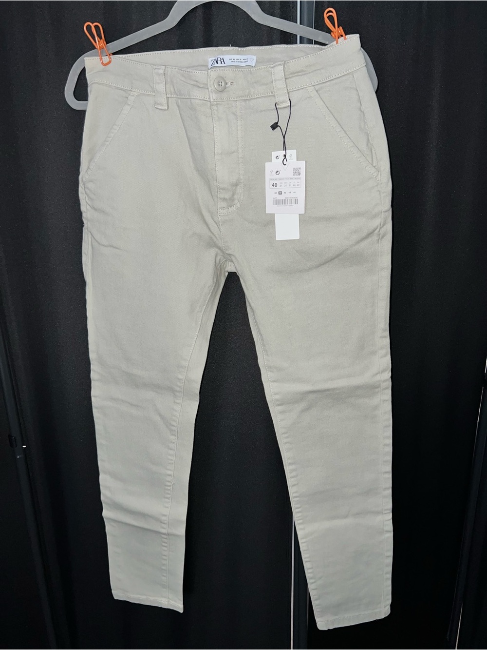 New with Tags- Zara Men's Stretch Chinos in Light Beige